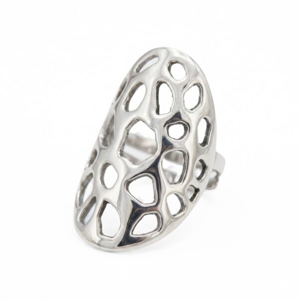 Justerbar ring i sølv 33x25mm Alida Rudjord. HILLESTAD - 215